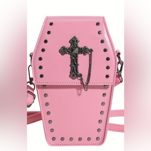 Handbags - NWT - EASTER Baby Pink Cross Accent Purse - Coffin Shaped Bag